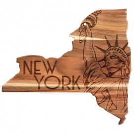 Rock & Branch Origins Series New York State Shaped Wood Serving & Cutting Board with Logo