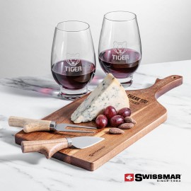 Customized Swissmar Paddle Board & 2 Glenarden Stemless Wine