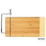 Logo Branded 12" x 6" Bamboo Rectangle Cutting Board with Metal Cheese Cutter