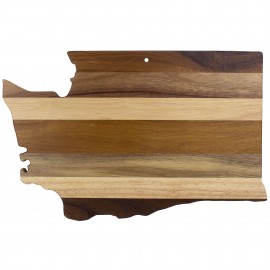 Rock & Branch Shiplap Series Washington State Shaped Wood Serving & Cutting Board with Logo