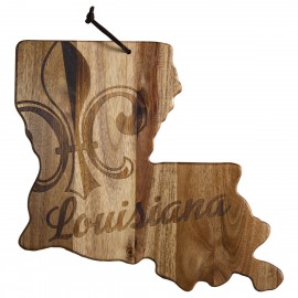 Rock & Branch Origins Series Louisiana State Shaped Wood Serving & Cutting Board with Logo