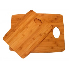 Promotional Set of 2 Bamboo Thin Cutting Board w/ Oval Hole in Corner (9"x12" & 11.5"x15")