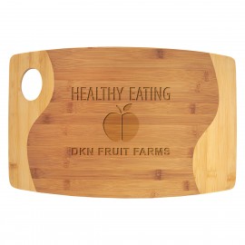 17" x 11" Bamboo Two Tone Cutting Board w/ Handle with Logo
