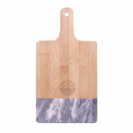 Black Marble & Bamboo Cutting Board with Logo