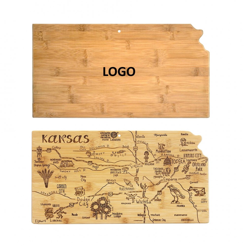 Logo Branded Kansas State Shaped Serving Cutting Board