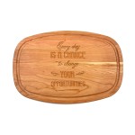 Logo Branded 10" x 16" x 3/4" Cherry Oval Cutting Board with Juice Groove