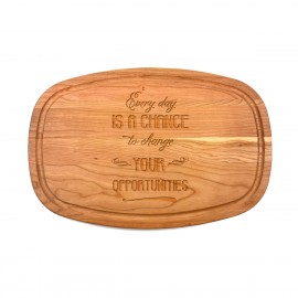 Logo Branded 10" x 16" x 3/4" Cherry Oval Cutting Board with Juice Groove  Logo Branded 10" x 16" x 3/4" Cherry Oval Cutting Board with Juice Groove