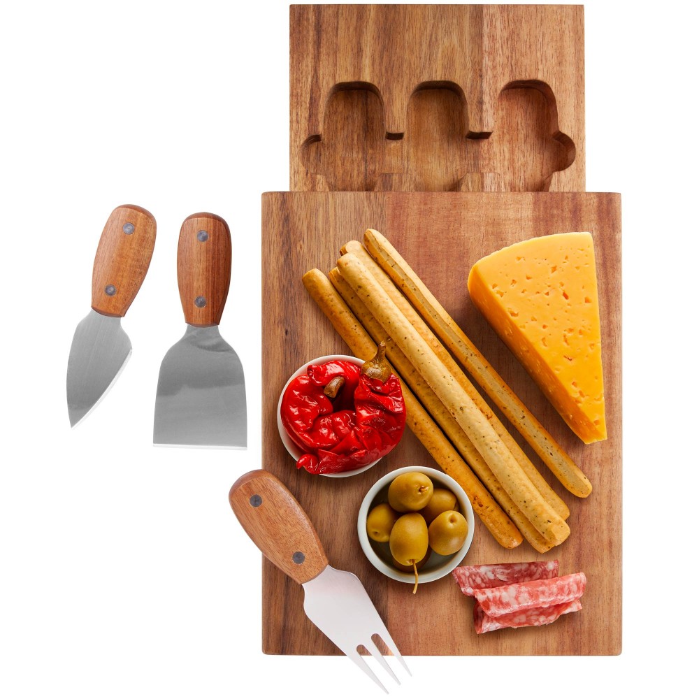 The Beaufort Acacia Cheese Board Set with Drawer (Factory Direct - 10-12 Weeks Ocean) with Logo