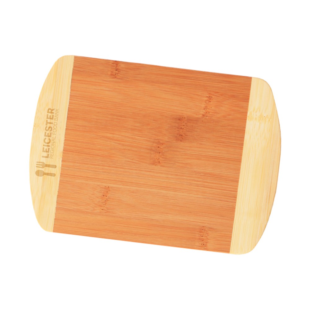 Small Two-Tone Bamboo Cutting Board with Logo Small Two-Tone Bamboo Cutting Board with Logo