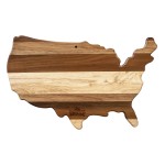 Rock & Branch Shiplap Series USA Shaped Wood Serving & Cutting Board with Logo