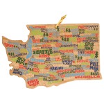 Personalized Washington State Shaped Cutting & Serving Board w/Artwork by Wander on Words