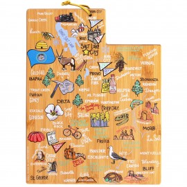 Utah State Shaped Cutting & Serving Board w/Artwork by Fish Kiss with Logo  Utah State Shaped Cutting & Serving Board w/Artwork by Fish Kiss with Logo