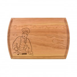 10 1/2" x 16" x 3/4" Cherry Cutting Board with Juice Groove with Logo