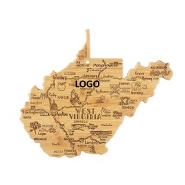Logo Branded West Virginia Shaped Wooden Cutting Board