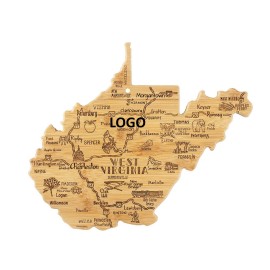 Logo Branded West Virginia Shaped Wooden Cutting Board  Logo Branded West Virginia Shaped Wooden Cutting Board