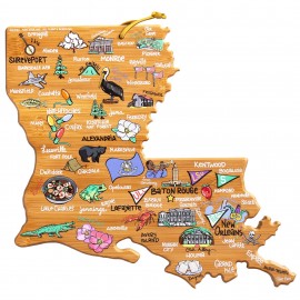 Massachusetts State Shaped Cutting & Serving Board w/Artwork by Fish Kiss with Logo  Massachusetts State Shaped Cutting & Serving Board w/Artwork by Fish Kiss with Logo