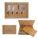 Promotional 5-Piece Cheese Knife Set & Bamboo Cutting Board W/ Gift Box