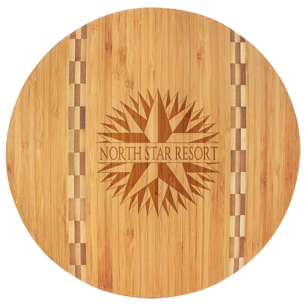 Personalized 11.75" Round Bamboo Wood Cutting Board