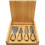 8" x 8" Bamboo Cheese Set with Tools with Logo