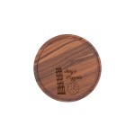 Promotional 13 1/2" Walnut Round Cutting Board with Juice Groove