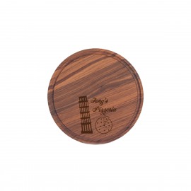 Custom 13 1/2" Walnut Round Cutting Board with Juice Groove
