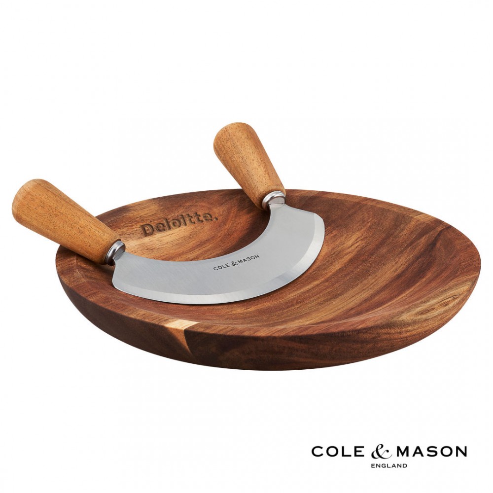 Cole & Mason Ashden Herb Mezzaluna w/Chopping Board with Logo Cole & Mason Ashden Herb Mezzaluna w/Chopping Board with Logo