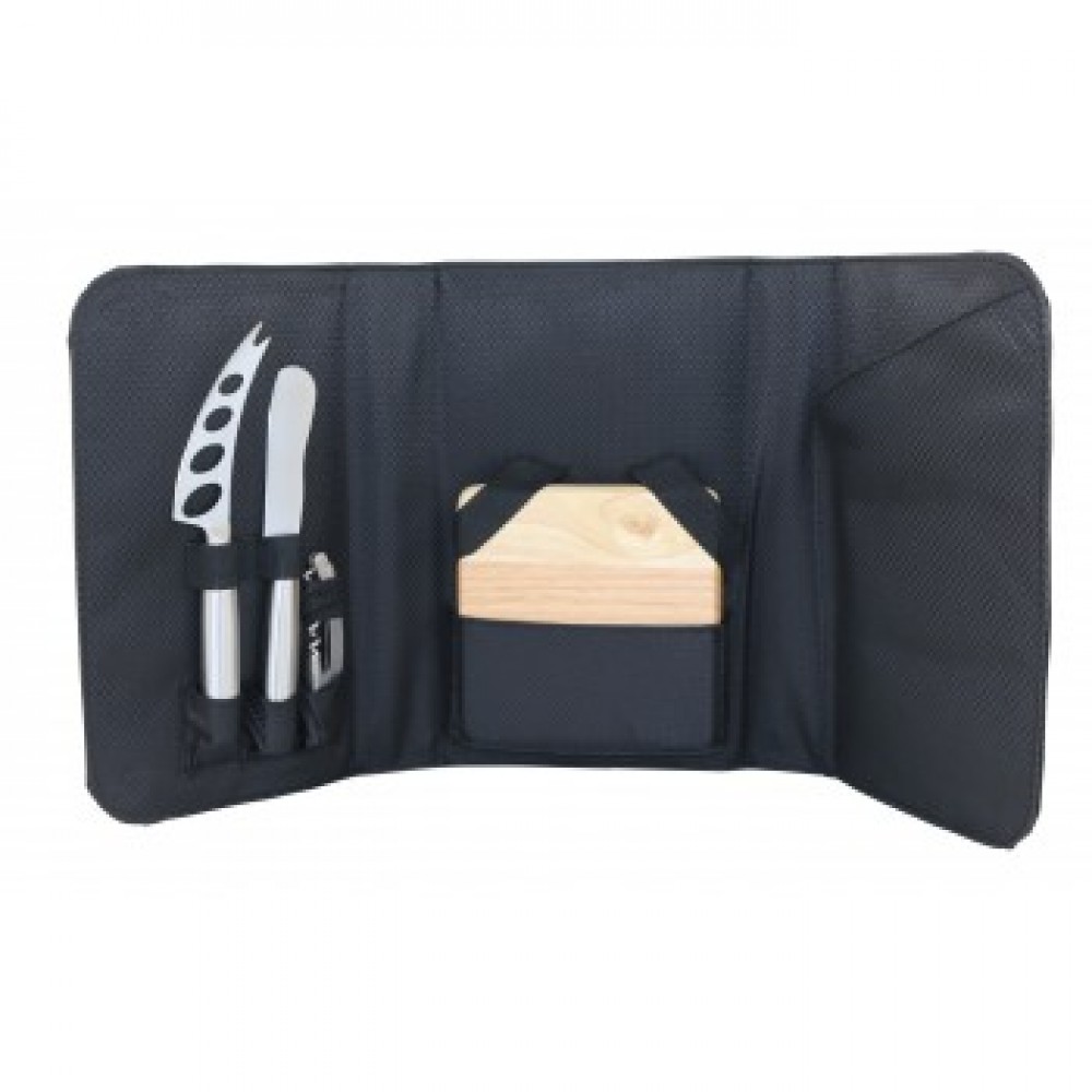 Picnic Cheese Set w/Short Hard Pine Board (5 Piece) Logo Branded Picnic Cheese Set w/Short Hard Pine Board (5 Piece) Logo Branded