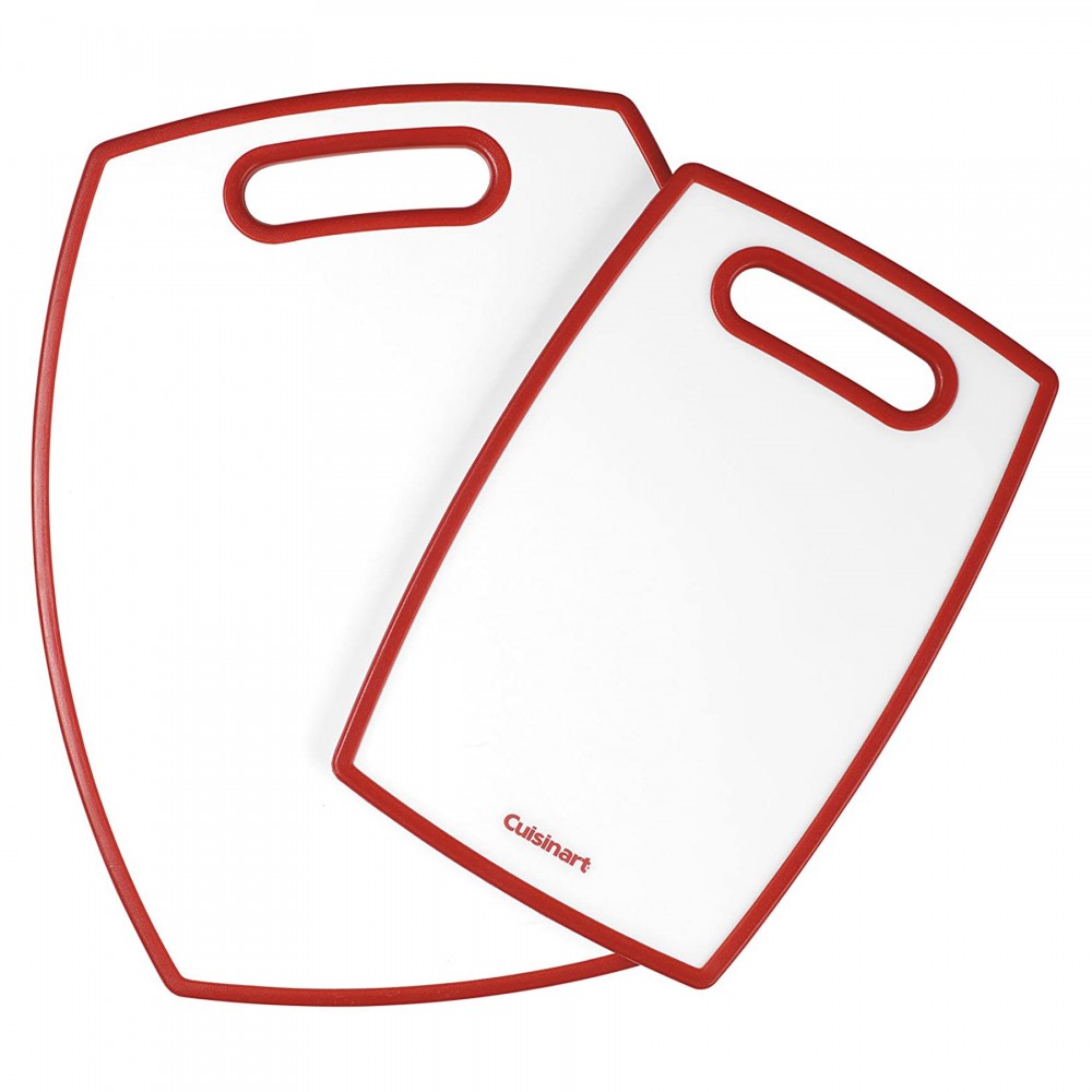 Cuisinart 2pc Cutting Board Set, White/Red with Logo