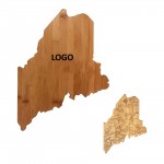 Maine State Shaped Wooden Cutting Board Logo Branded