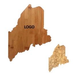 Maine State Shaped Wooden Cutting Board Logo Branded