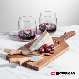 Custom Engraved Swissmar Paddle Board & 2 Crestview Stemless Wine
