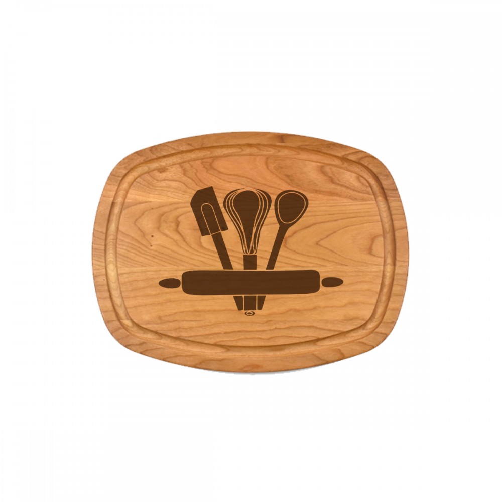 9" x 12" Cherry Oval Cutting Board with Juice Groove Custom Printed 9" x 12" Cherry Oval Cutting Board with Juice Groove Custom Printed