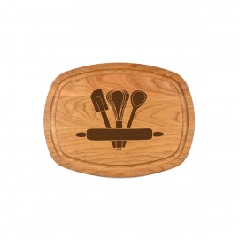 9" x 12" Cherry Oval Cutting Board with Juice Groove Custom Printed