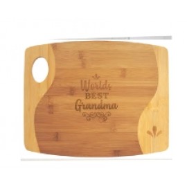 Logo Branded Two Tone Bamboo Cutting Board w/Handle (13"x11")