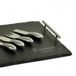 Logo Branded Individually Personalized Slate Charcuterie Board with Stainless Steel Knife Set