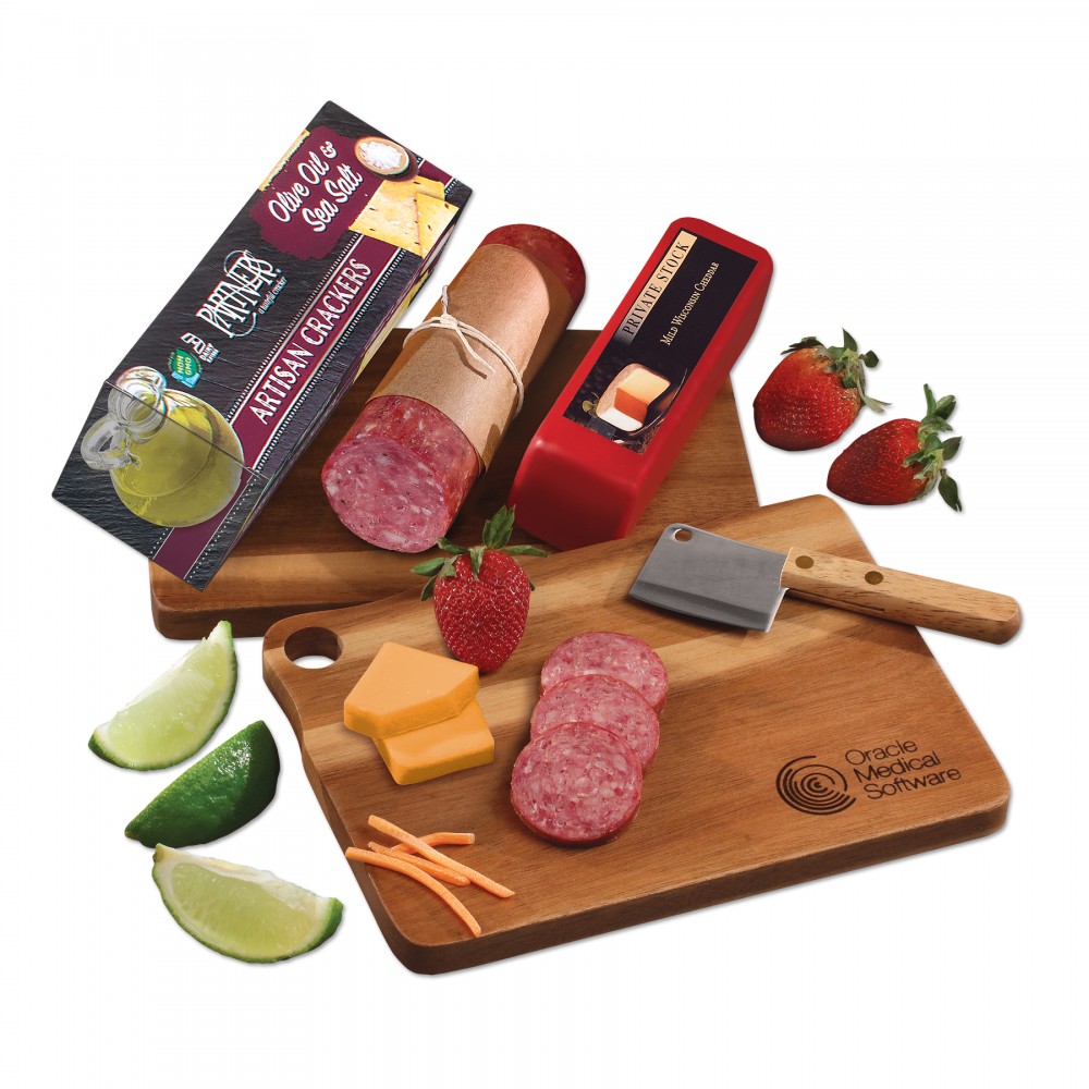 Gourmet Assortment w/Acacia Charcuterie Serving Board with Logo