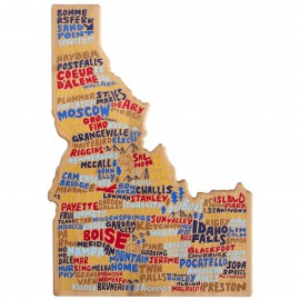 Idaho State Shaped Cutting & Serving Board w/Artwork by Wander on Words with Logo
