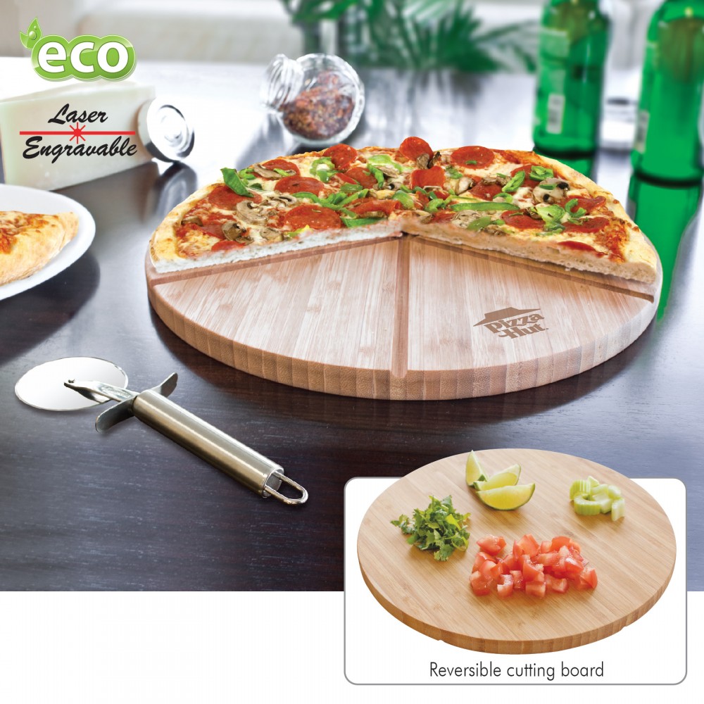 Custom Engraved Gourmet Bamboo Pizza Set/ Cutting Board
