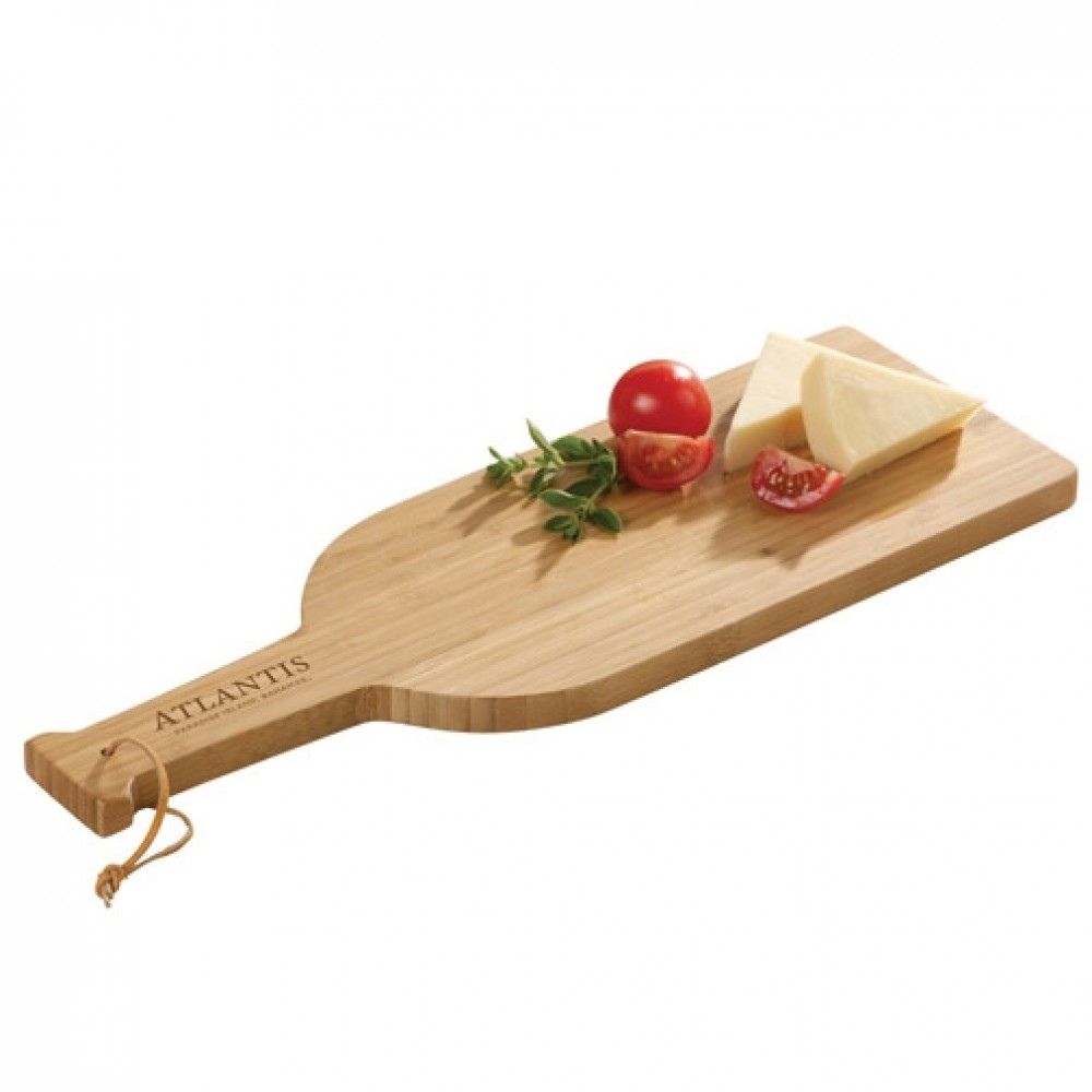 BistroTek Wine Bottle Shaped Cutting Board Logo Branded BistroTek Wine Bottle Shaped Cutting Board Logo Branded