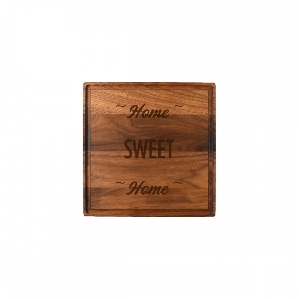 12 x 12" Walnut Square Cutting Board with Juice Groove with Logo