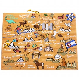 Promotional Colorado State Shaped Cutting & Serving Board w/Artwork by Fish Kiss  Promotional Colorado State Shaped Cutting & Serving Board w/Artwork by Fish Kiss