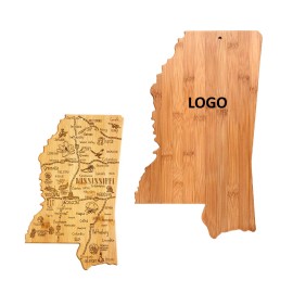 Personalized Mississippi Shaped Wooden Cutting Board