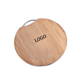 Logo Branded Bamboo Round Chopping Boards With Handle
