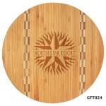 Logo Branded 11-3/4" Bamboo Round Cutting Board with Butcher Block Edge