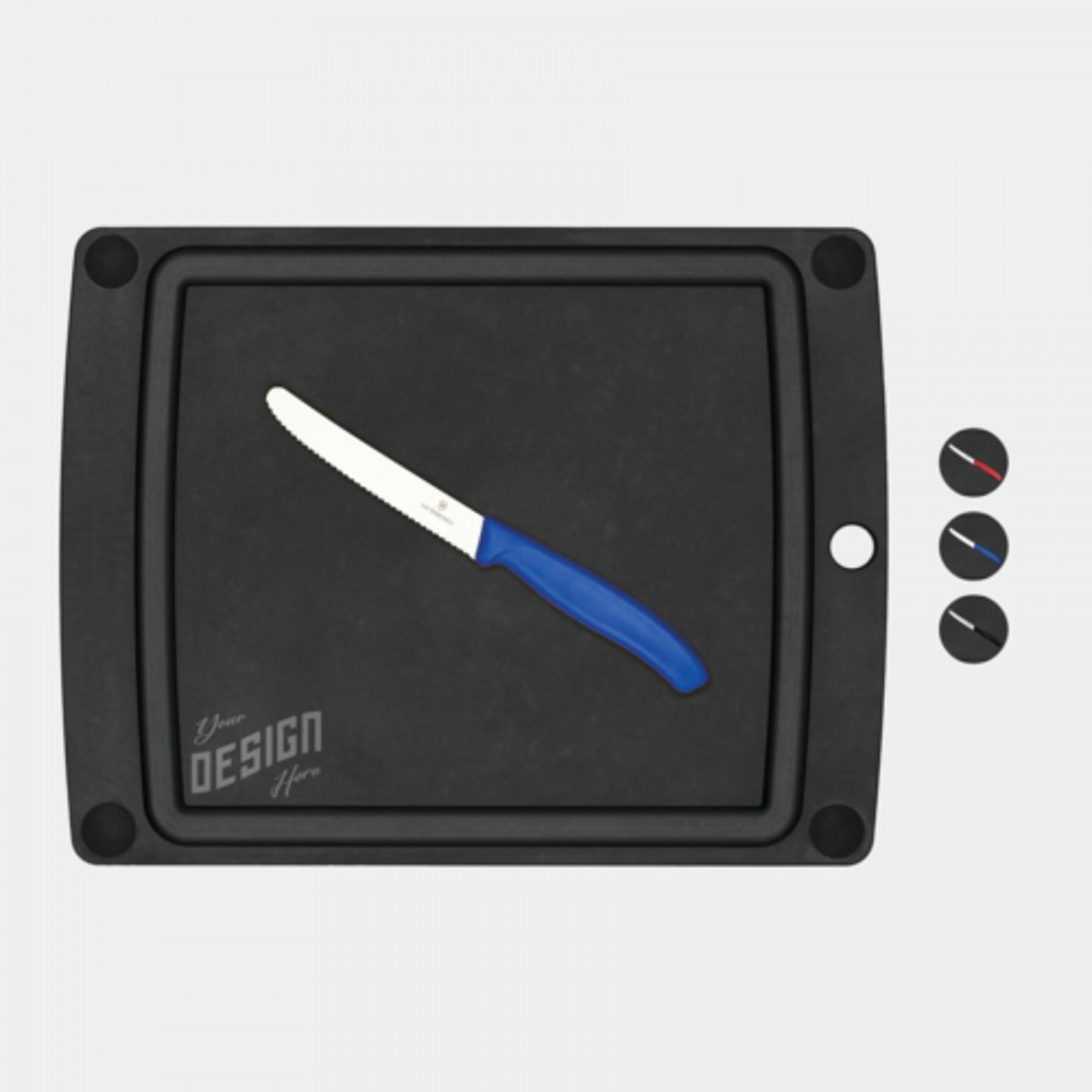 Swiss Army - Victorinox Large Slate Gourmet Cutting Board with Knife Combo Set with Logo Swiss Army - Victorinox Large Slate Gourmet Cutting Board with Knife Combo Set with Logo
