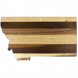 Logo Branded Rock & Branch Shiplap Series Montana State Shaped Wooden Cutting & Serving Board