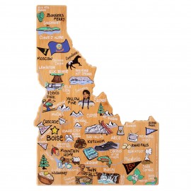 Idaho State Shaped Cutting & Serving Board w/Artwork by Fish Kiss with Logo