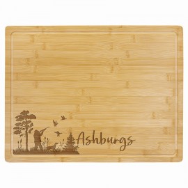Bamboo Rectangle Cutting Board with Drip Ring, 19-3/4" x 15" with Logo  Bamboo Rectangle Cutting Board with Drip Ring, 19-3/4" x 15" with Logo