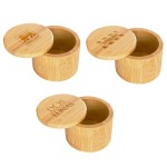 6 oz Round Salt Bamboo Box Custom Imprinted