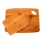 Set of 2 Bamboo Thin Cutting Board w/ Oval Hole in Corner (6"x8" & 9"x12") with Logo